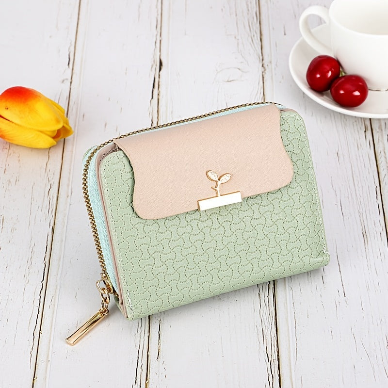 Women's Zipper Wallet with Buckle Bifold Pocket Coin Purse ID Window