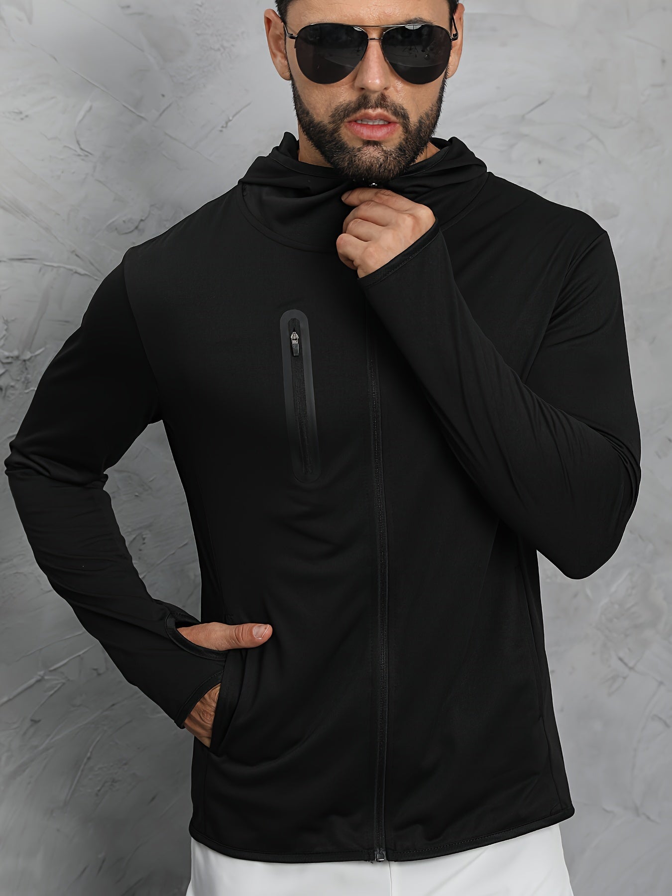 Men's Solid Hooded Zipper Jacket for Spring Autumn