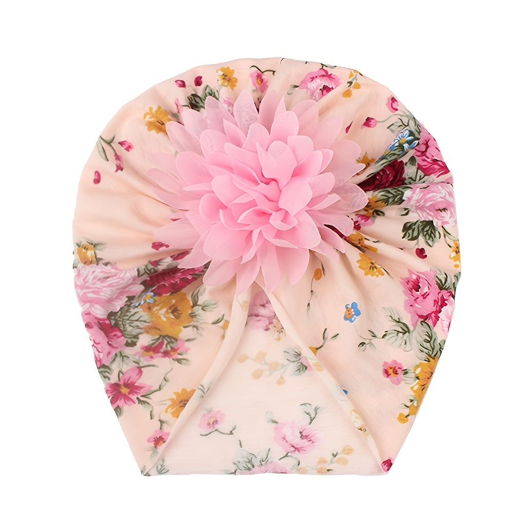 Chiffon Flower Baby Headscarf Cap for Daily Use