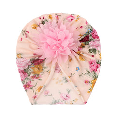 Chiffon Flower Baby Headscarf Cap for Daily Use