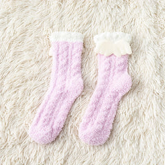 4 Pairs Cartoon Fuzzy Socks Comfy & Mid Tube Women's Stockings & Hosiery