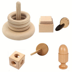 Baby Grasp Rattle Sensory Finger Chain Wooden Toy