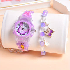 Kids 3D Silicone LED Flash Luminous Quartz Watches Set