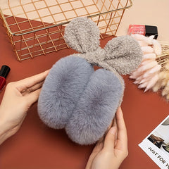 Women's Plush Teddy Bear Ear Warmers Soft Pink Cold Weather