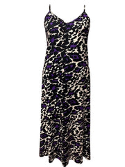  Women's Leopard Print V Neck Maxi Cami Dress