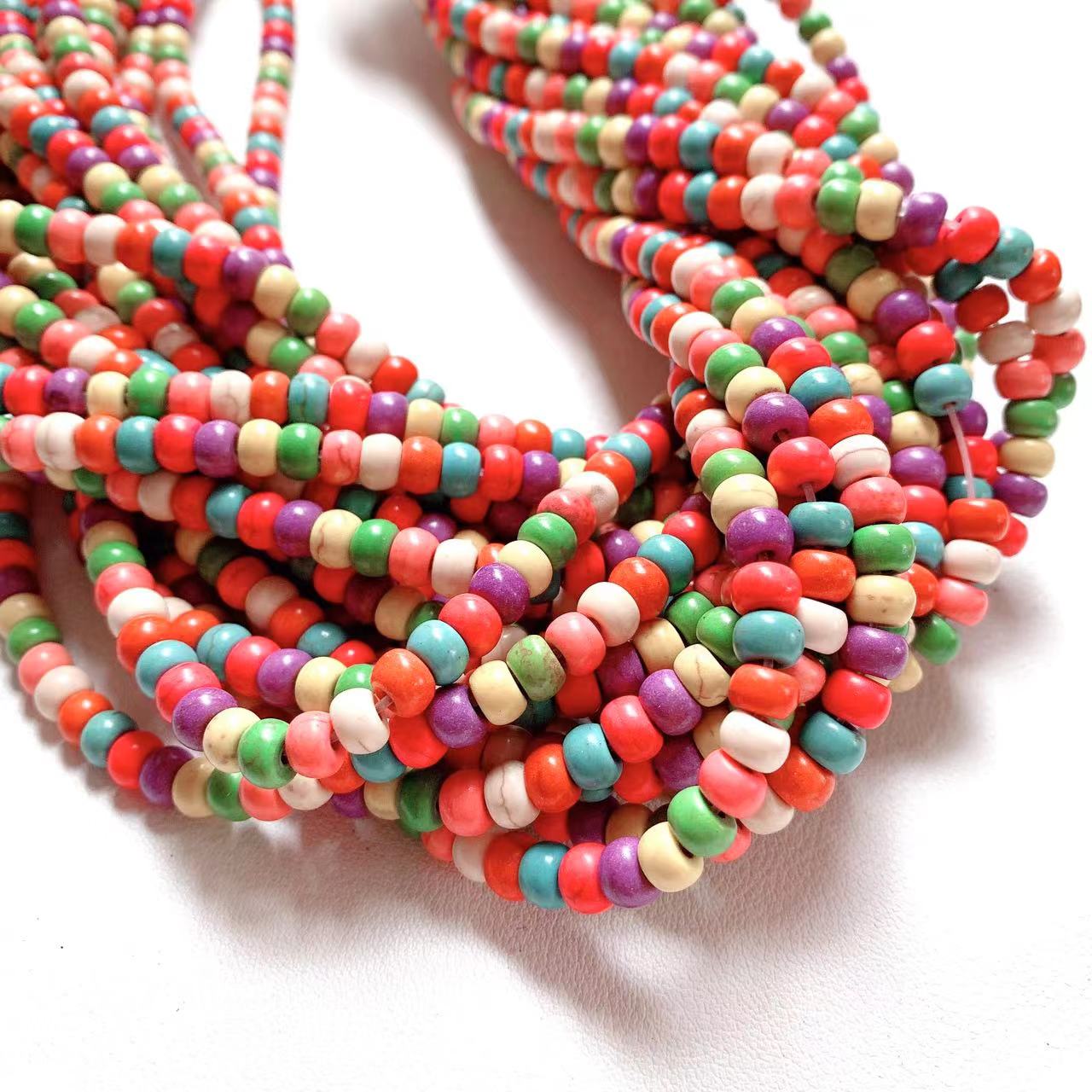 94pcs 4-6mm Turquoise Stone Spacer Beads DIY Necklace Making