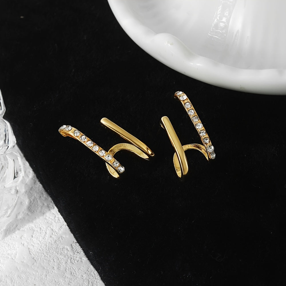 Geometric Rhinestone Stud Earrings Sweet Ear Jewelry