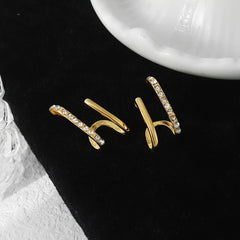 Geometric Rhinestone Stud Earrings Sweet Ear Jewelry