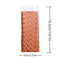175pcs Halloween Paper Straws Bat Pumpkin Spider Web Skeleton Pattern Straws