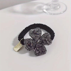 Rhinestone Four Leaf Clover Hair Tie Jewelry Hair Elastic