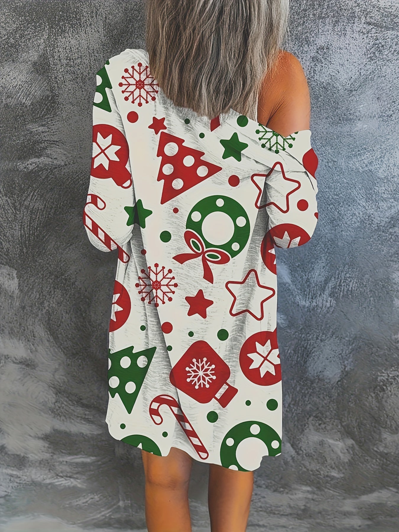  Christmas Casual Cardigan Graphic Print Long Sleeve Open Front