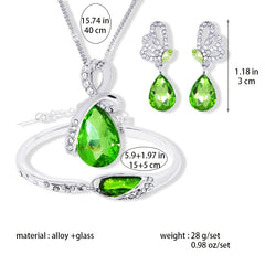 Water Drop Necklace Set with Butterfly Earrings