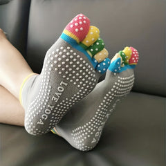 Anti Slip Yoga Socks with Extra Grip for Pilates Barre Ballet - Rainbow Colors