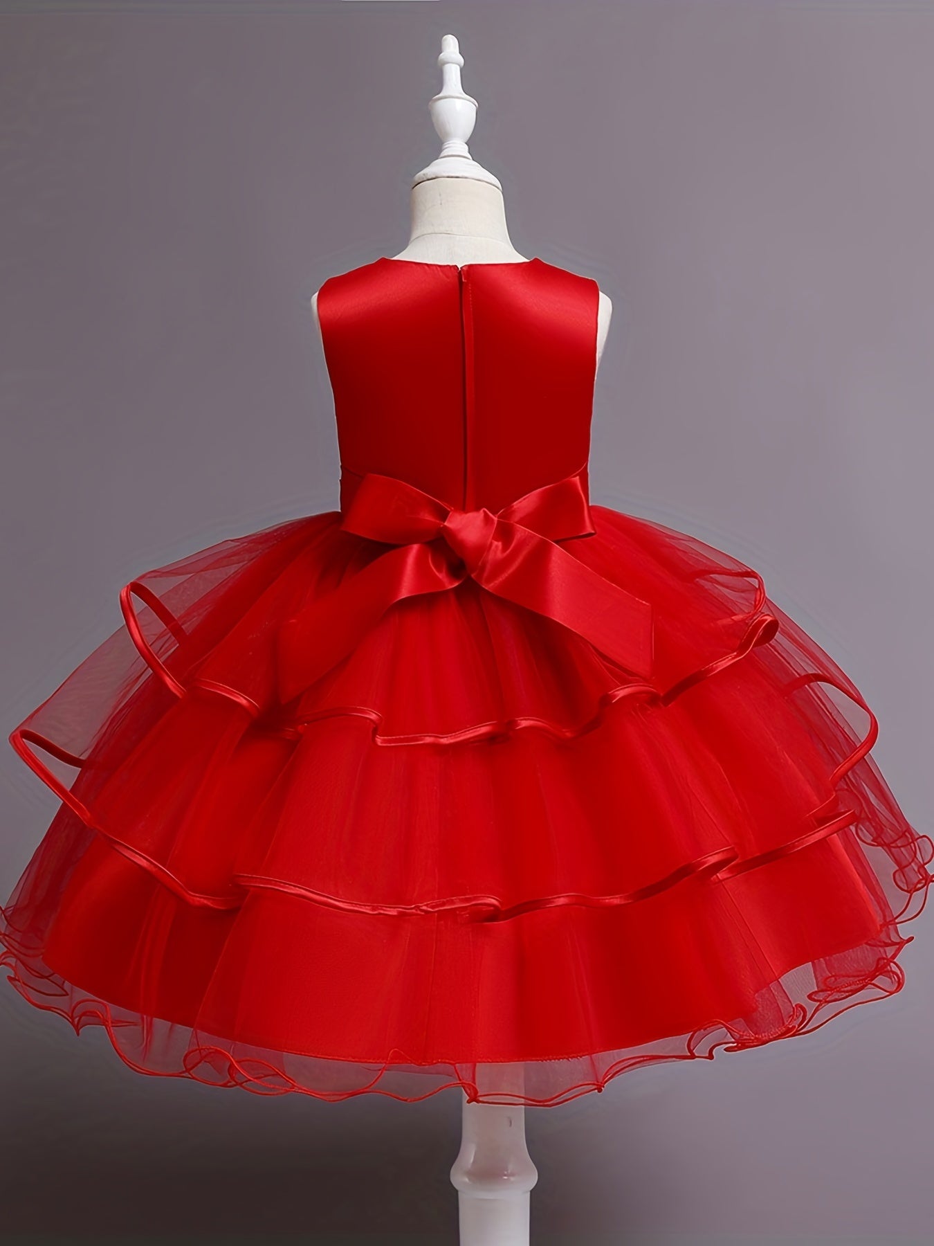 Princess Dress For Christmas Birthday & Evening Parties Sleeveless Flower Embroi
