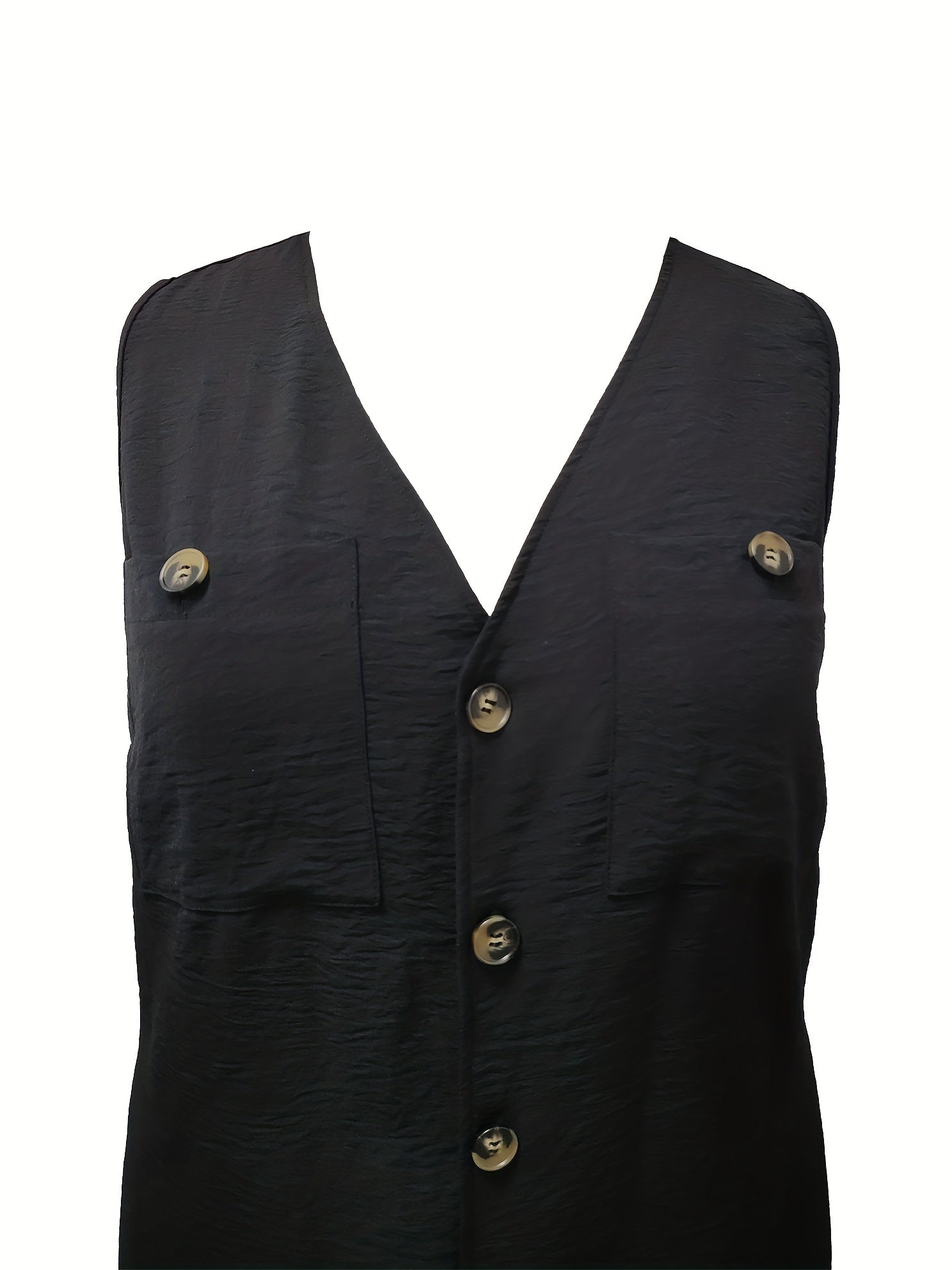  Casual Romper Women's Plus Solid Button Up V Neck