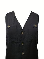  Casual Romper Women's Plus Solid Button Up V Neck