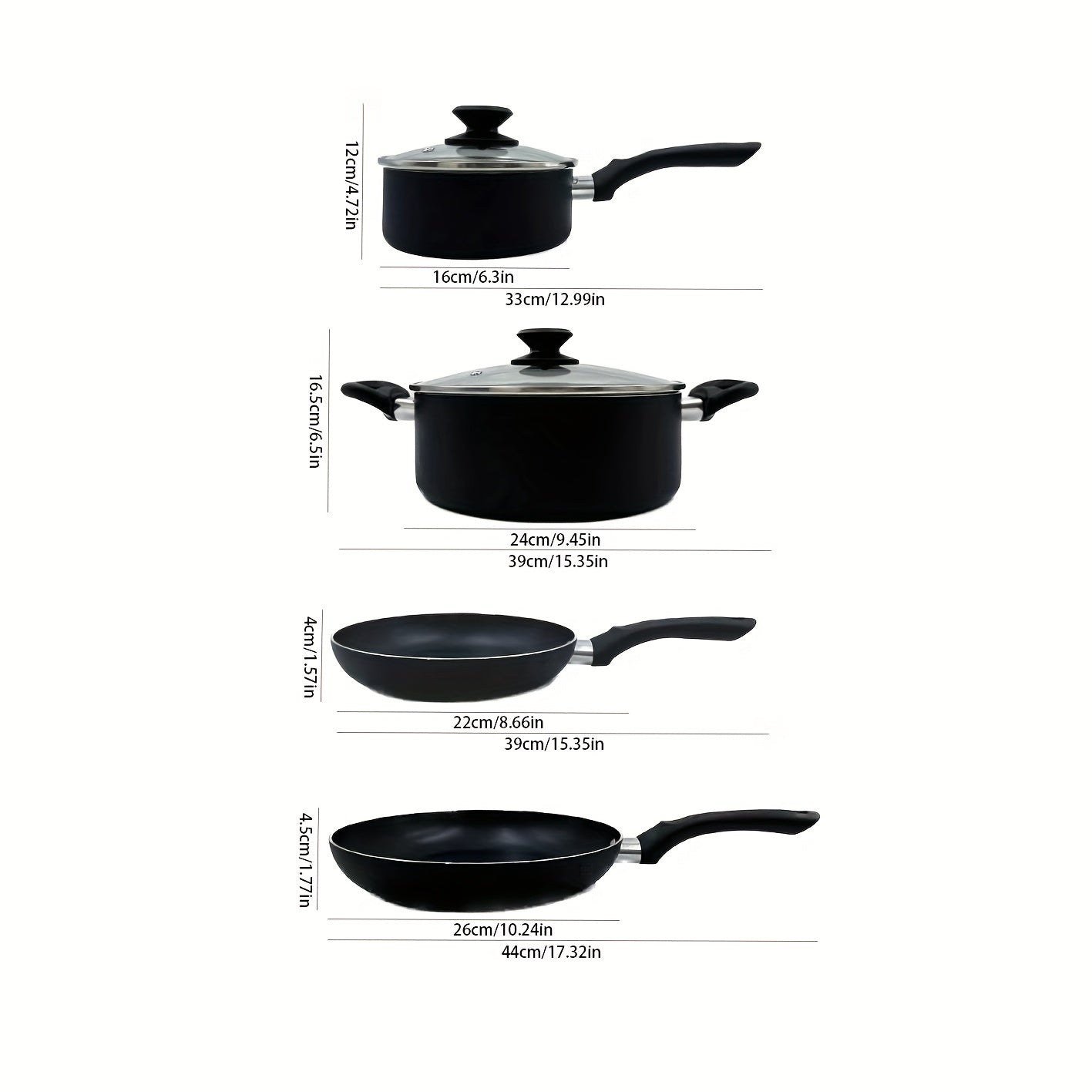 6pcs Nonstick Cookware Set Ceramic Coating Pot and Pans