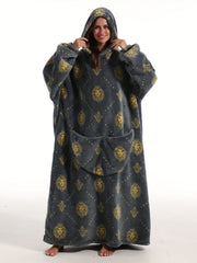 Flannel Hooded Nightgown Plus Panda Print Robe