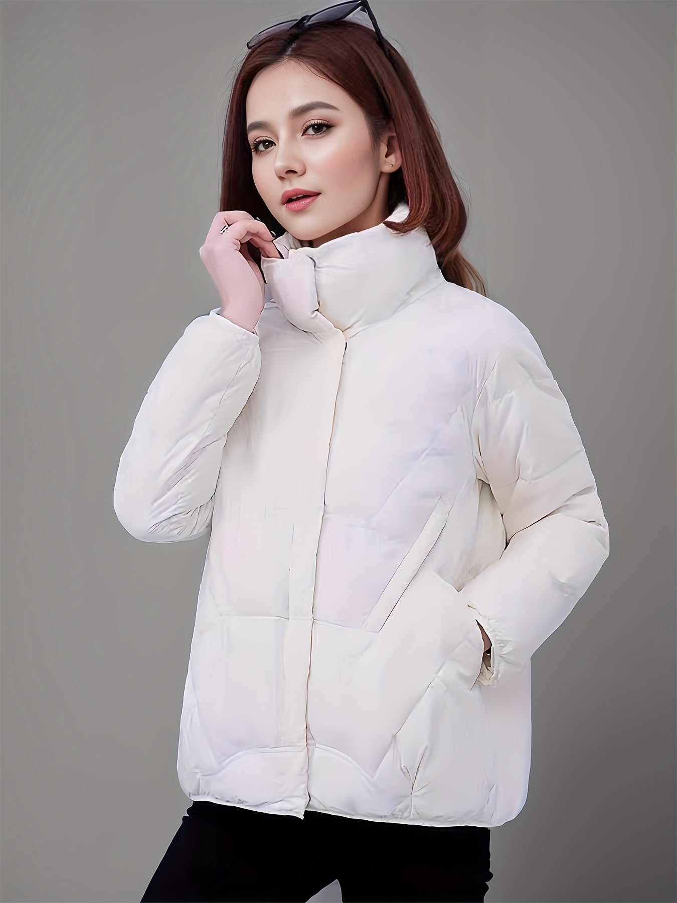 Solid Short Down Jacket For Women Winter Sports Puffer Jacket