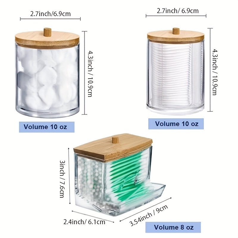 Acrylic Swab Holders Set With Lid Dust proof Storage Jars