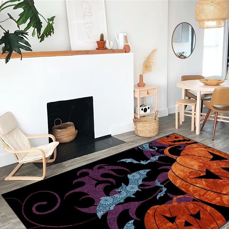 Autumn Pumpkin Pattern Carpet Anti Slip Fun Washable Rug Halloween Decor
