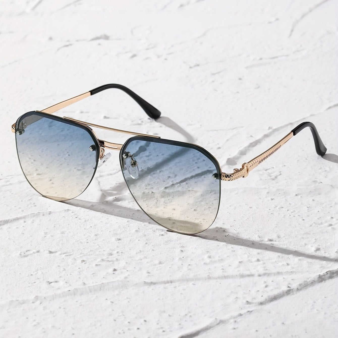 Top Bar Aviator Sunglasses Gradient Metal UV400