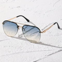 Top Bar Aviator Sunglasses Gradient Metal UV400