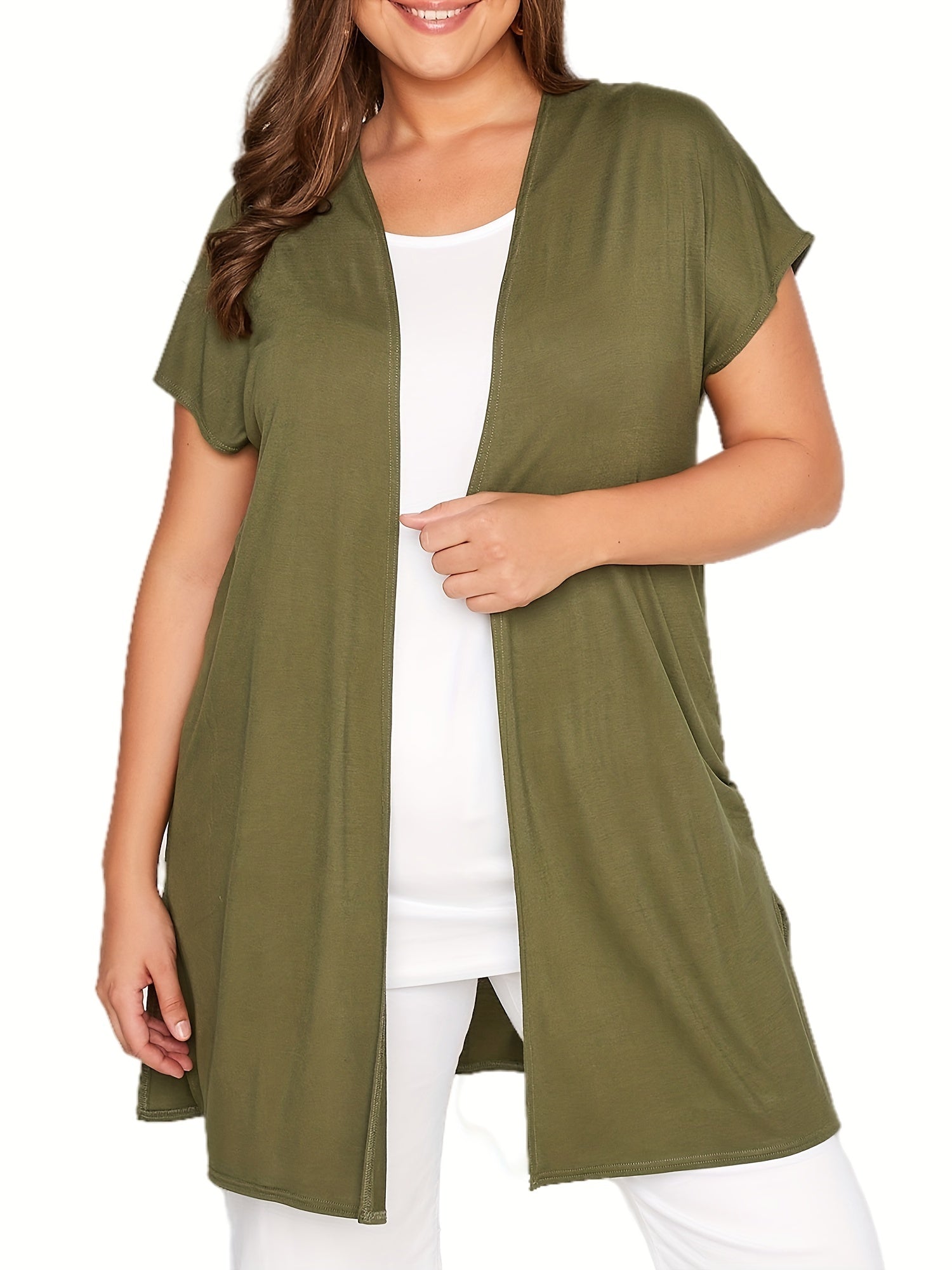  Cap Sleeve Open Front High Stretch Cardigan