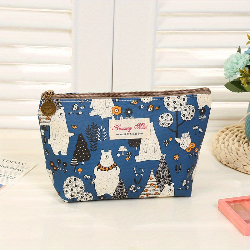 Cartoon Print Zipper Pouch Lightweight Cosmetic Bag
