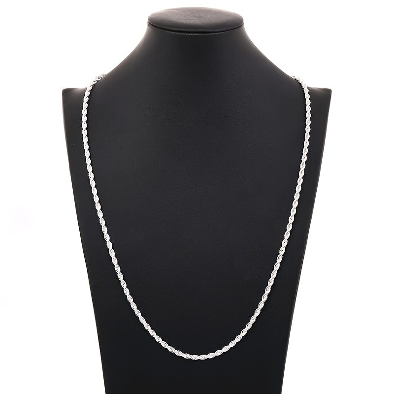 4mm Rope Chain Necklace Bracelet Silvery Plated