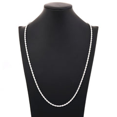 4mm Rope Chain Necklace Bracelet Silvery Plated