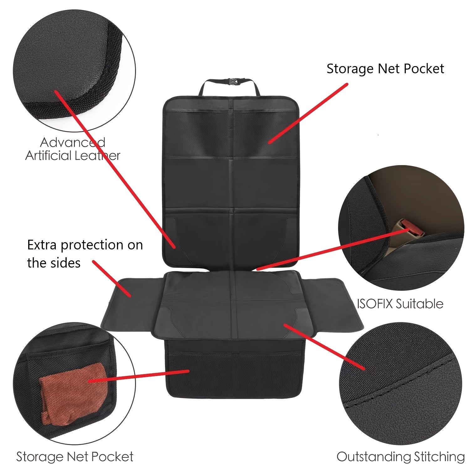 2 Pack Large Car Seat Protectors for Kids with Storage Bag