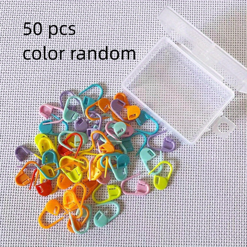 50pcs Marking Buckles Safety Pins with Storage Box Mini Knitting Needles