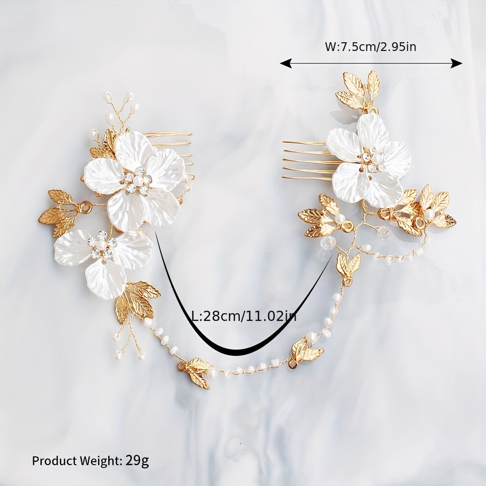 Flower & Pearl Hair Comb Bridal Wedding Accessory