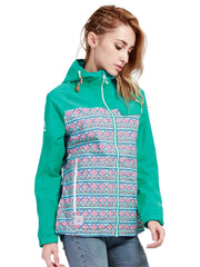 Women's Winter Hooded Jacket Argyle Print Zipper Front