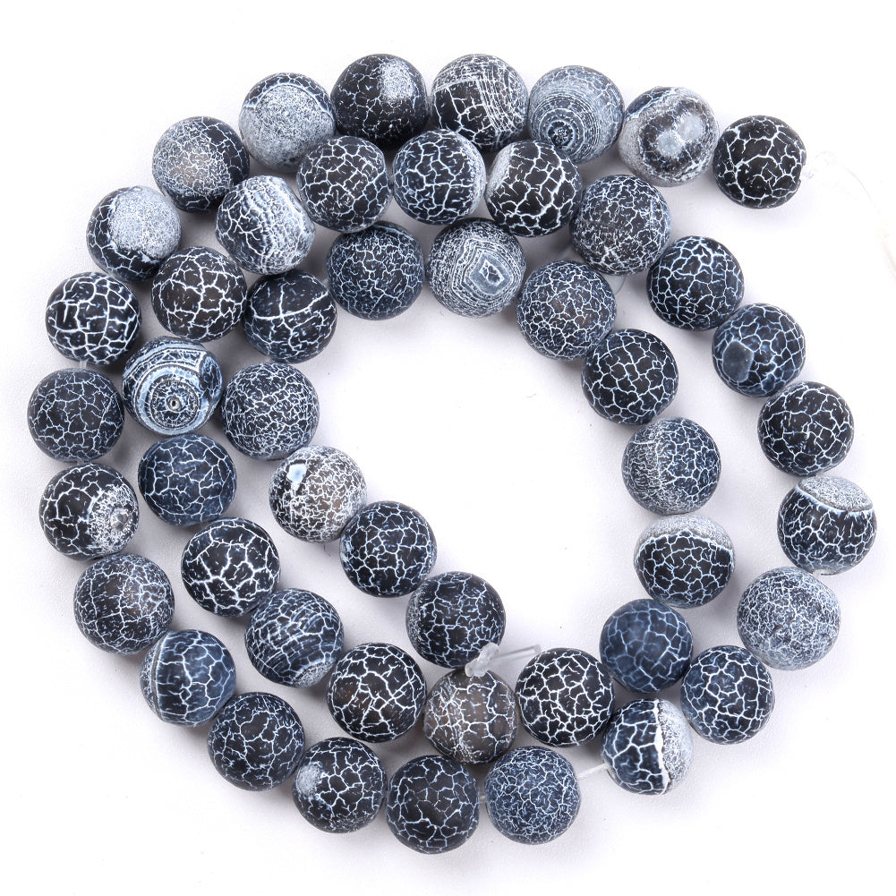 Frost Cracked Stone Round Loose Beads 15inches