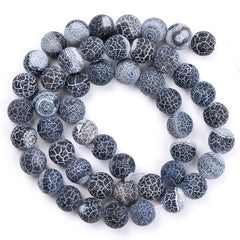 Frost Cracked Stone Round Loose Beads 15inches