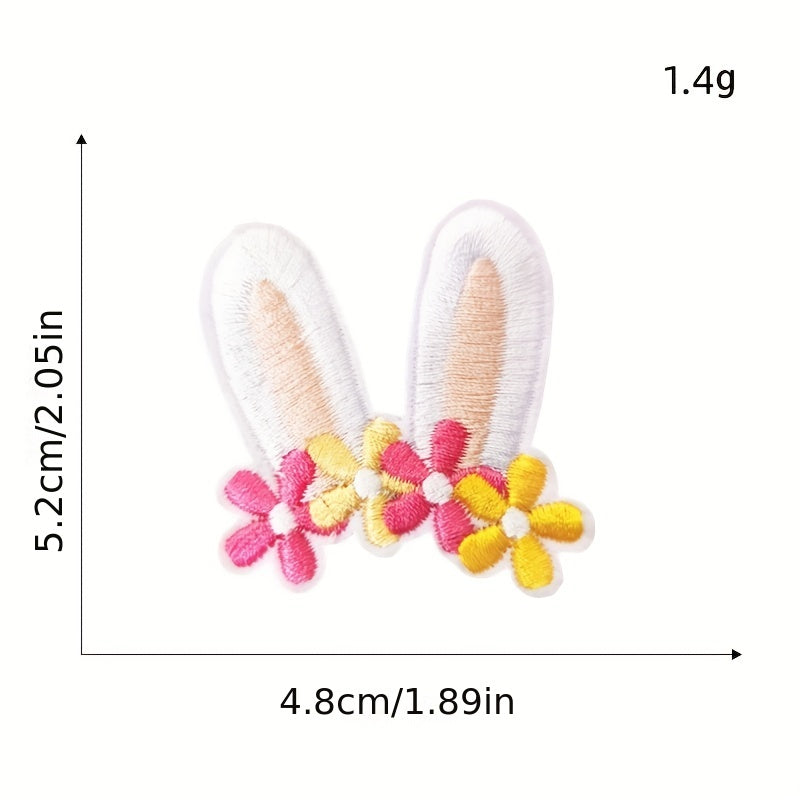 9pcs Rabbit Ears Iron On Patches For Men Sew On Embroidered Applique