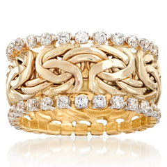 Vintage Golden Braided Rhinestone Men's Ring