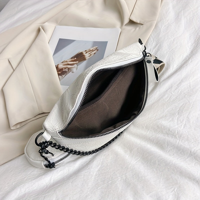 Jacquard Fanny Pack With Coin Purse Chain Decor Chest Bag
