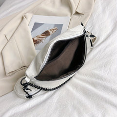 Jacquard Fanny Pack With Coin Purse Chain Decor Chest Bag