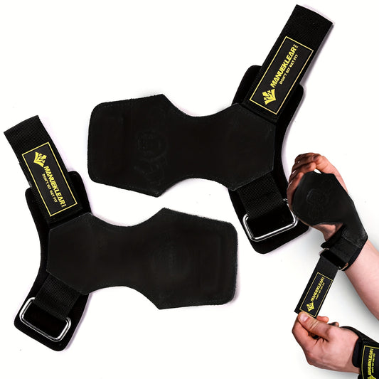 MANUEKLEAR Leather Weightlifting Wrist Straps - Support for Lifting