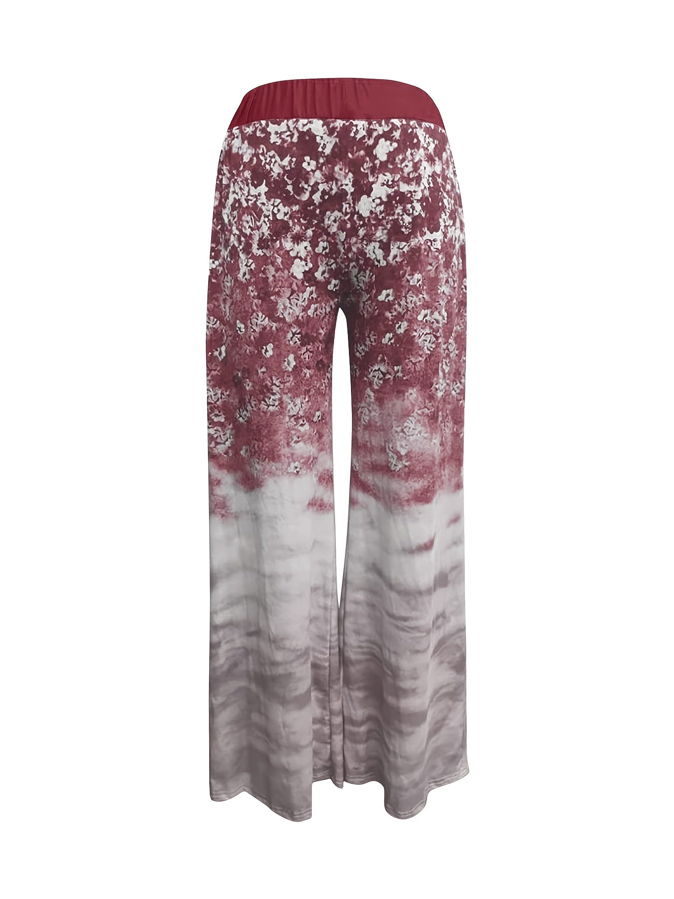 Women's Plus Floral & Ombre Print Drawstring Wide Leg Pants