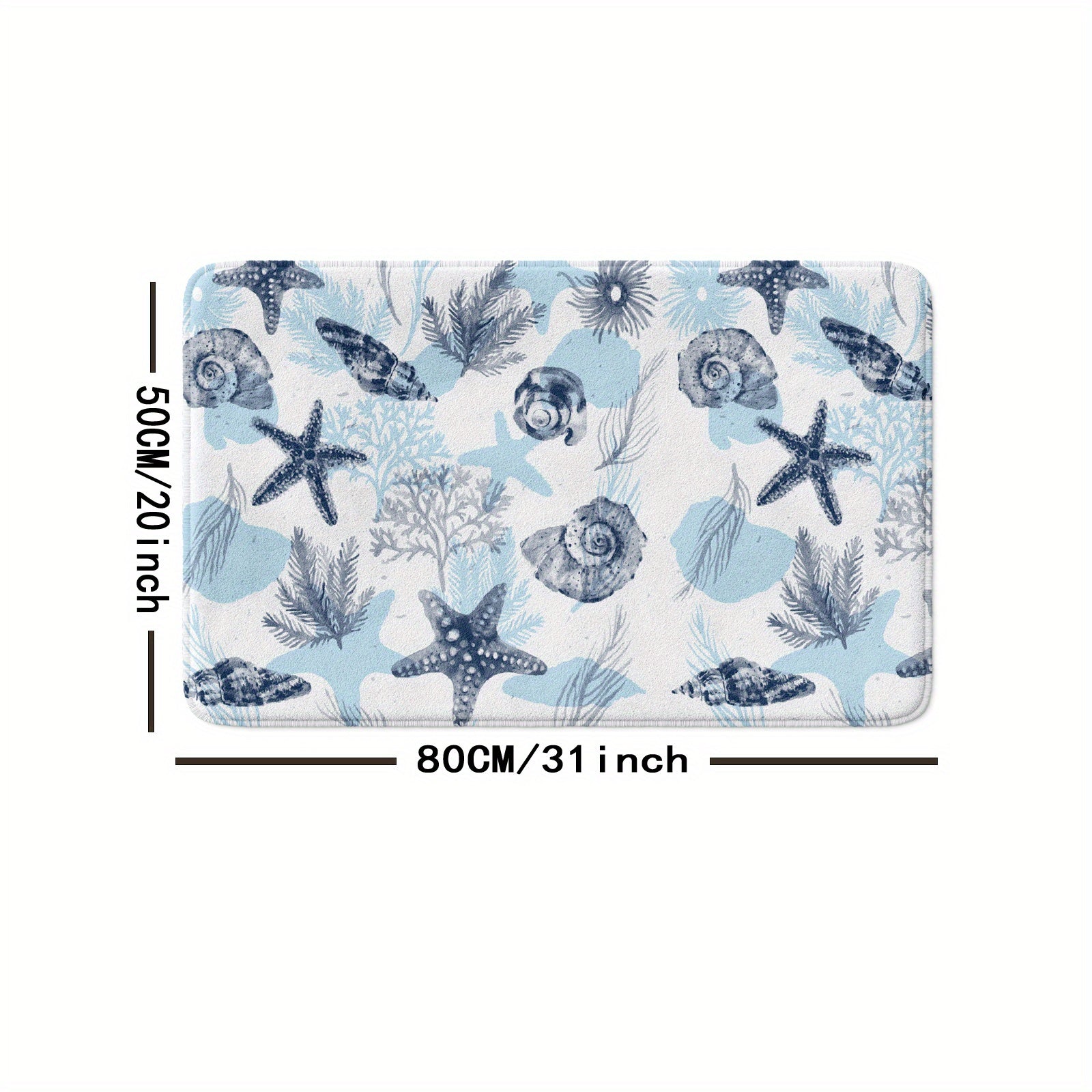 Stylish Non Slip Bathroom Mat Starfish Print Absorbent Anti Skid Floor Pad