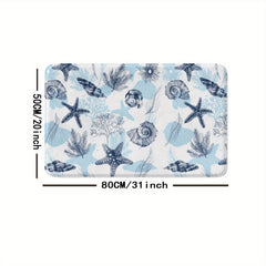 Stylish Non Slip Bathroom Mat Starfish Print Absorbent Anti Skid Floor Pad