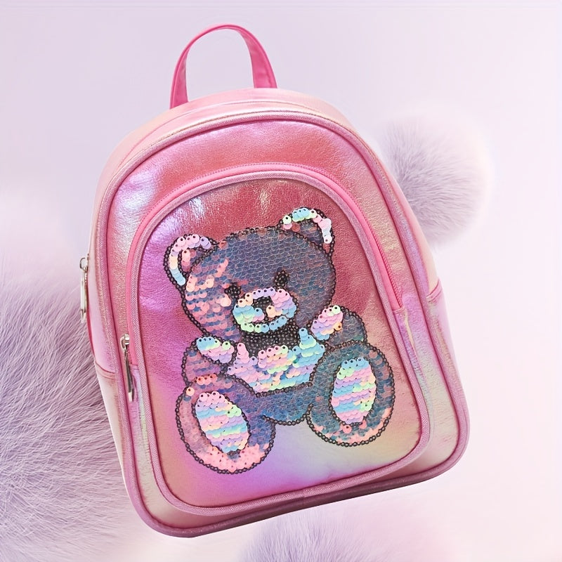 Sequin Bear Backpack For Teens Boys Girls Kindergarten School Bag
