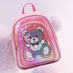 Sequin Bear Backpack For Teens Boys Girls Kindergarten School Bag