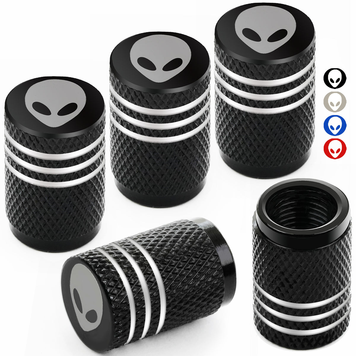 5pcs Aluminum Alloy Bike Valve Caps Alien Pattern Valve Cover