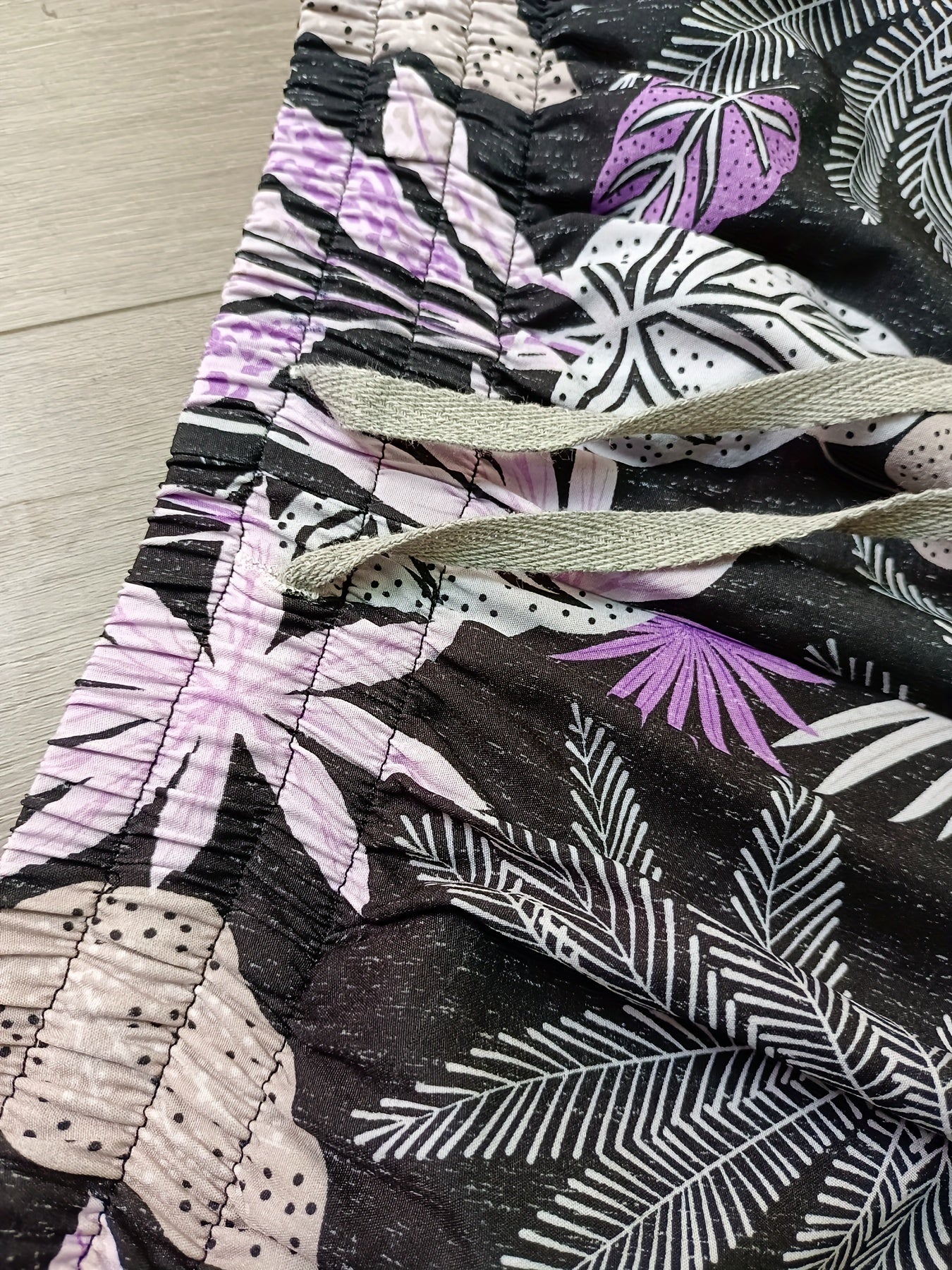  Floral Print Drawstring Loose Pants