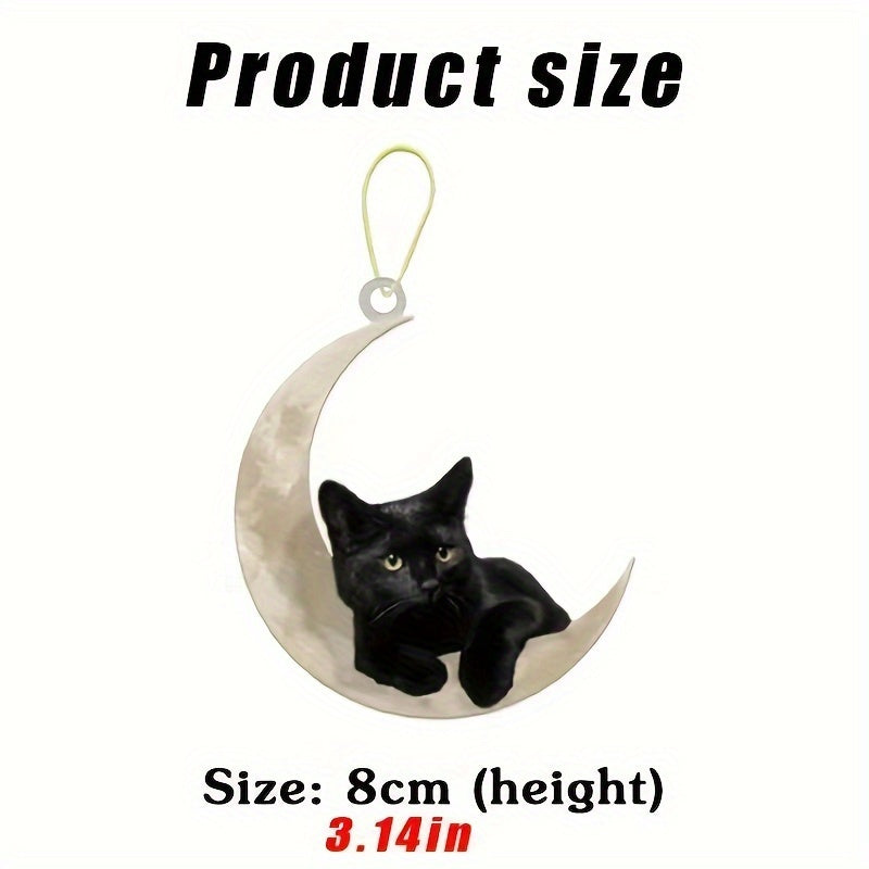 Cat Hanging Moon Ornament for Car Keys